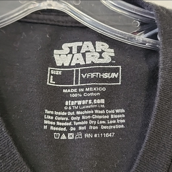 Star Wars Black Tee Shirt Red Letter Graphics Short Sleeve Top, sz LG - Picture 2 of 11
